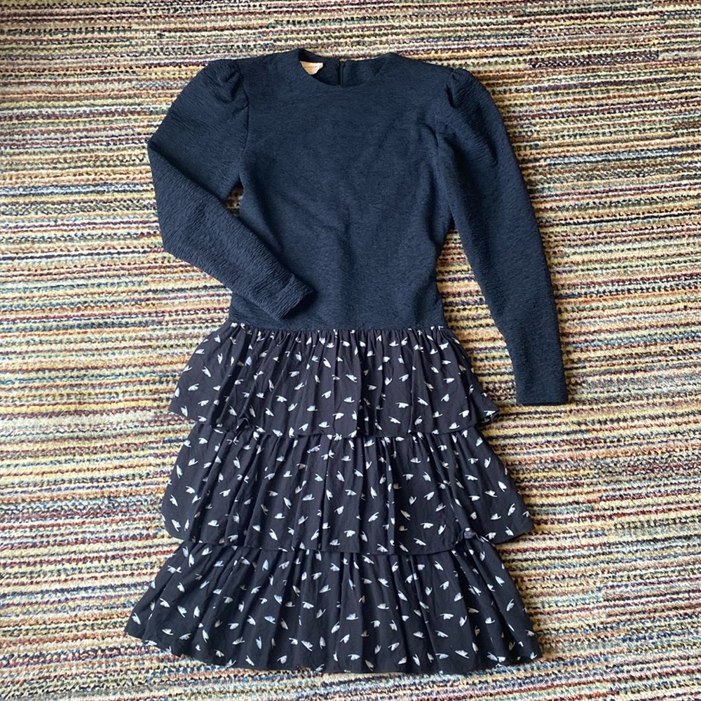 Vintage David Warren Tiered Prairie Dress Puff Sleeve Cottagecore USA